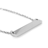 Stainless Steel Engravable Bar Pendant Women's Necklace - Cufflinks.com - Flyclothing LLC
