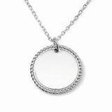 Stainless Steel Engravable Round Rope Edge Pendant Women's Box Chain Necklace - Cufflinks.com - Flyclothing LLC