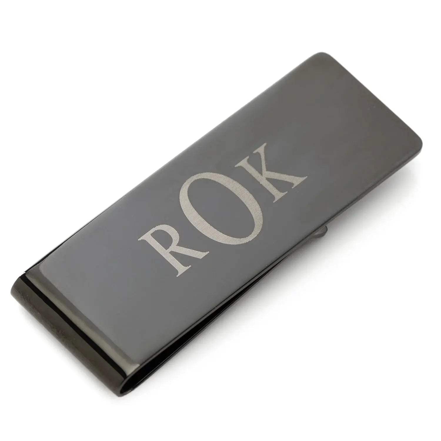 Stainless Steel Gunmetal Engravable Money Clip - Cufflinks.com - Flyclothing LLC