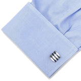 Stainless Steel Striped Lapis Cufflinks - Cufflinks.com - Flyclothing LLC