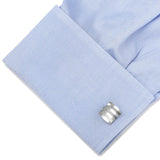 Stainless Steel Striped Mother of Pearl Cufflinks - Cufflinks.com - Flyclothing LLC