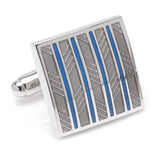Gray and Blue Striped Square Cufflinks - Cufflinks.com - Flyclothing LLC