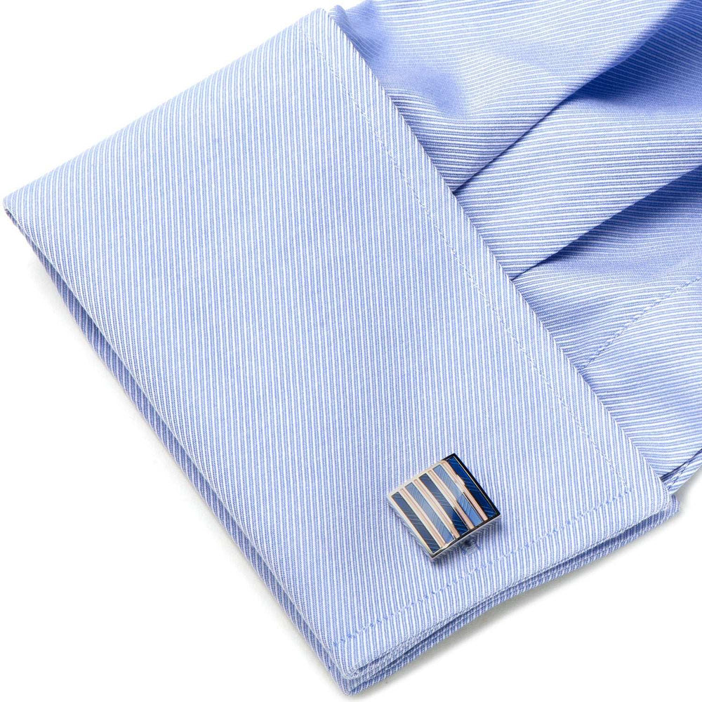 Pink and Navy Striped Square Cufflinks - Cufflinks.com - Flyclothing LLC