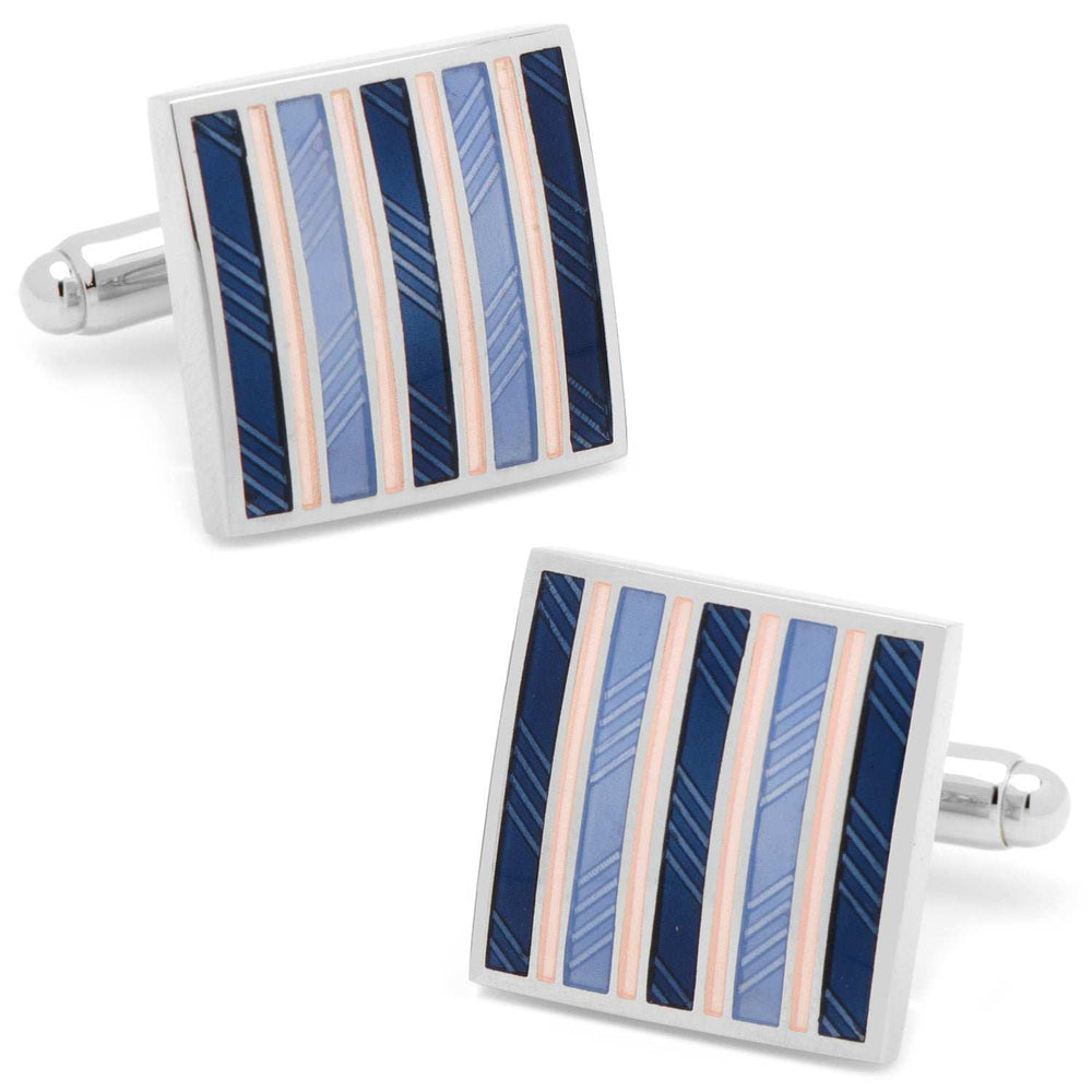 Pink and Navy Striped Square Cufflinks - Cufflinks.com - Flyclothing LLC