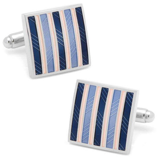 Pink and Navy Striped Square Cufflinks - Cufflinks.com - Flyclothing LLC