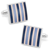 Pink and Navy Striped Square Cufflinks - Cufflinks.com - Flyclothing LLC