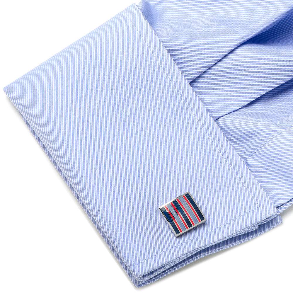 Red and Navy Striped Square Cufflinks - Cufflinks.com - Flyclothing LLC