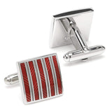 Red and Gray Striped Square Cufflinks - Cufflinks.com - Flyclothing LLC