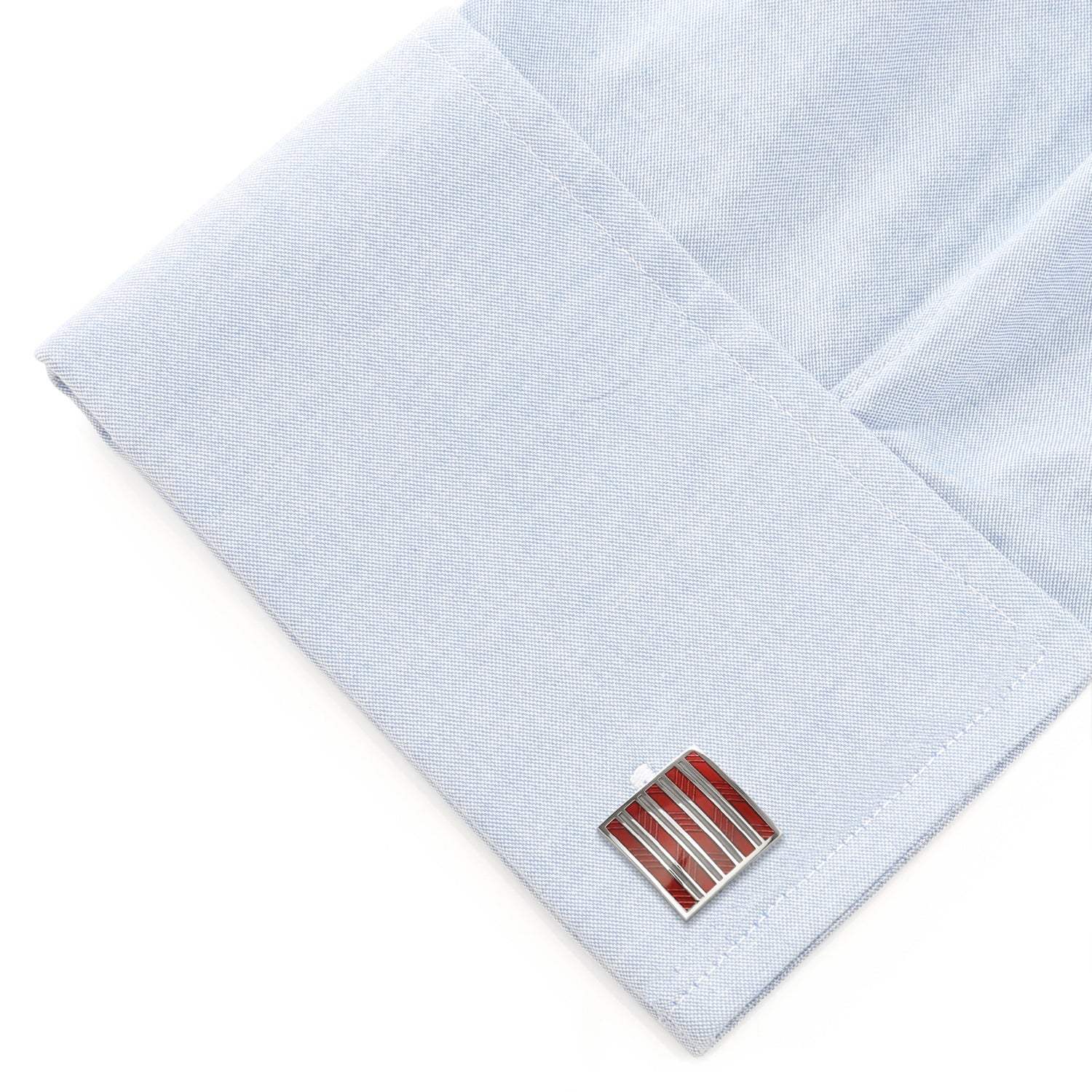 Red and Gray Striped Square Cufflinks - Cufflinks.com - Flyclothing LLC