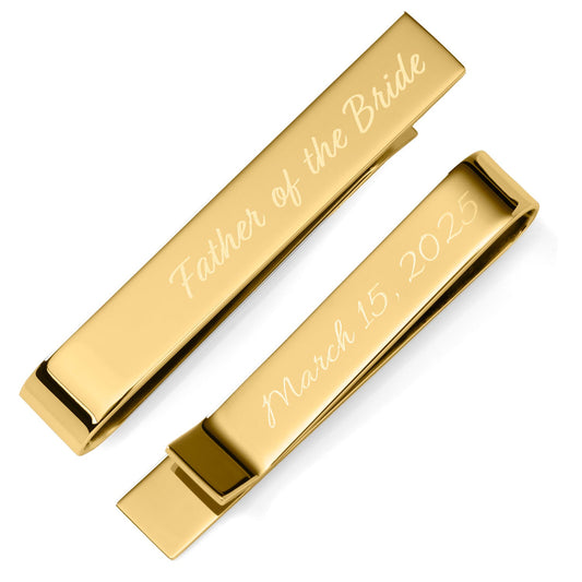 Wedding Title Engravable Gold Tie Bar