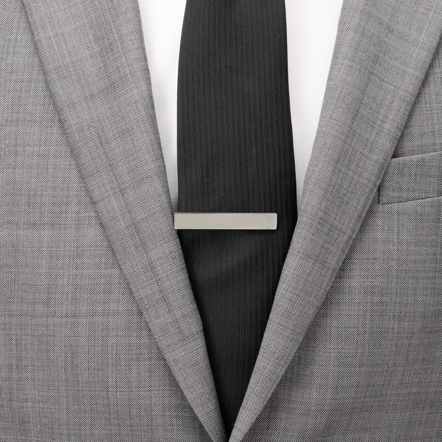 Stainless Steel Gunmetal Engravable Tie Clip - Cufflinks.com - Flyclothing LLC