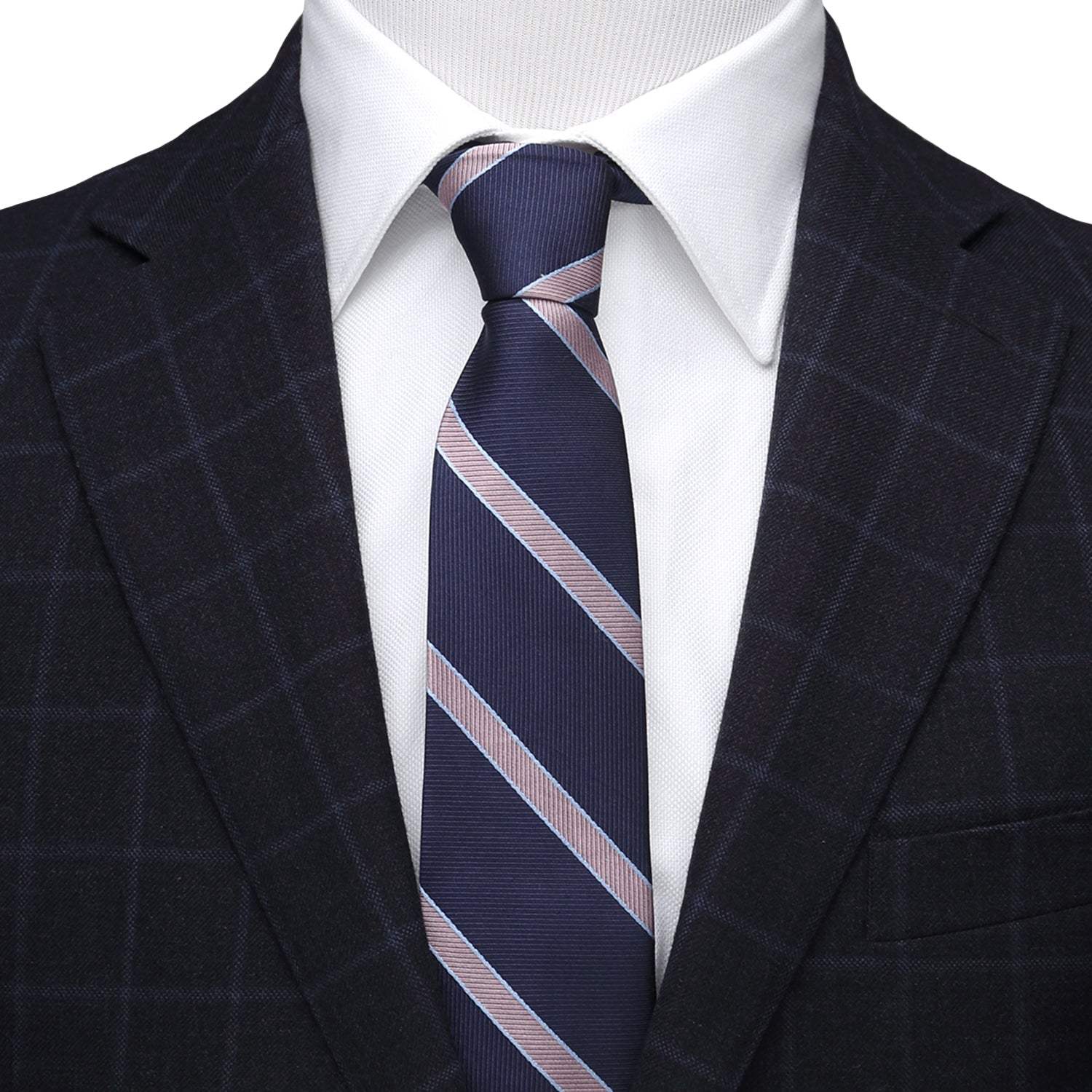 The Travis Tie (Navy Pink Stripe Men's Tie) - Cufflinks.com - Flyclothing LLC