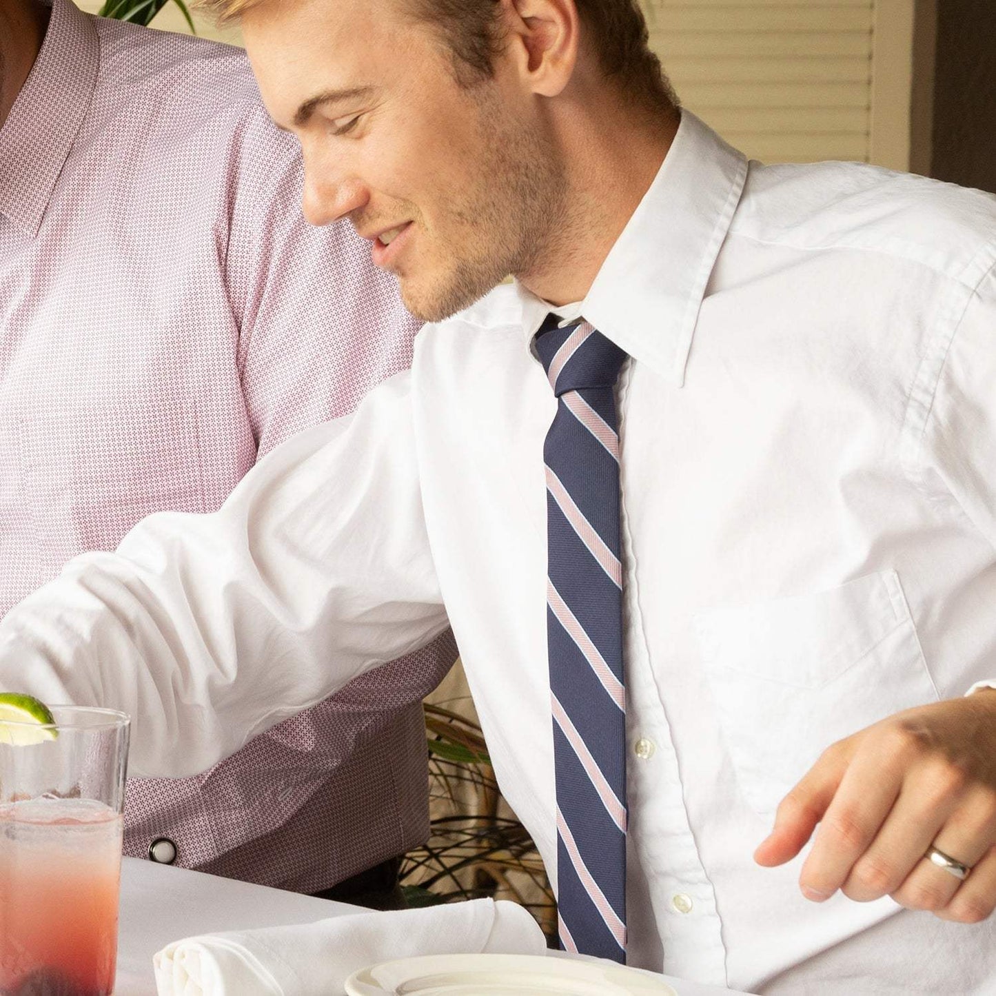 The Travis Tie (Navy Pink Stripe Men's Tie) - Cufflinks.com - Flyclothing LLC