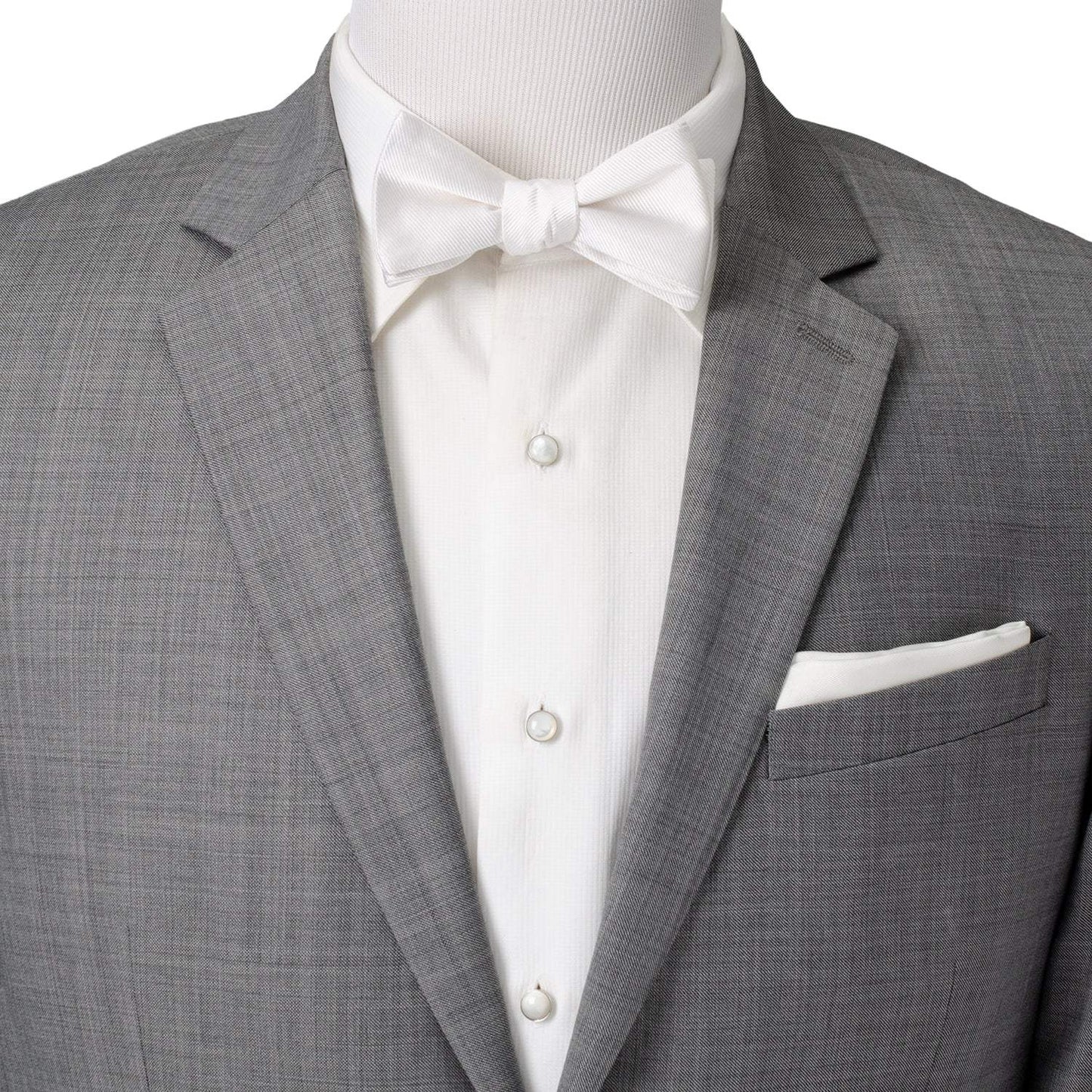 White Silk Self Bow Tie - Cufflinks.com - Flyclothing LLC