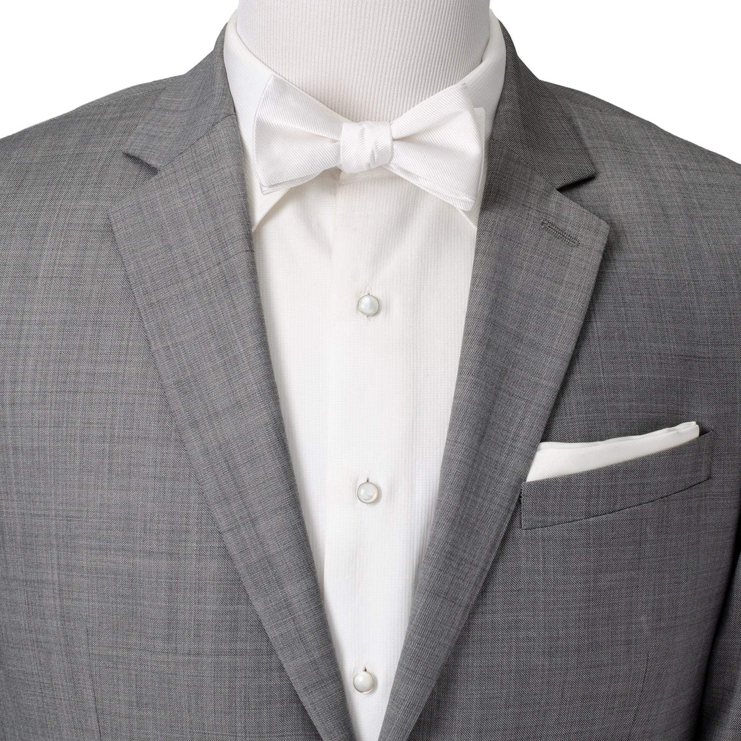 White Silk Self Bow Tie - Cufflinks.com - Flyclothing LLC