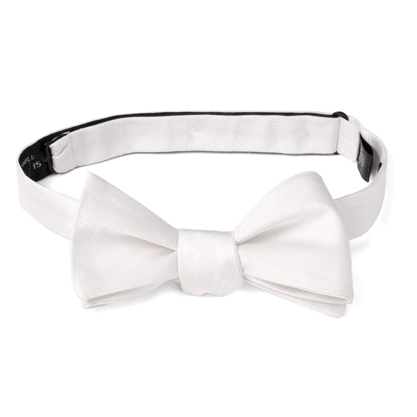 White Silk Self Bow Tie - Cufflinks.com - Flyclothing LLC