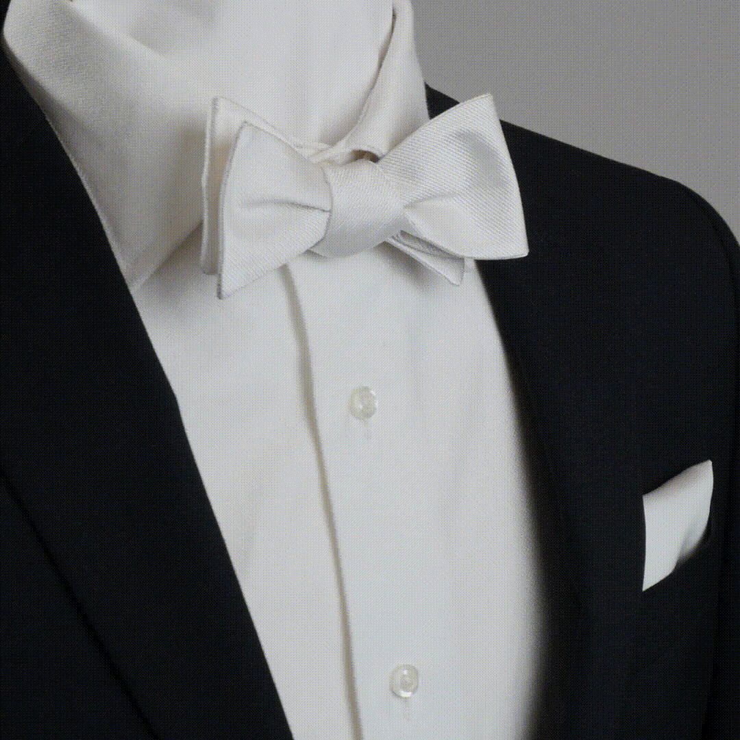 White Silk Self Bow Tie - Cufflinks.com - Flyclothing LLC