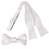 White Silk Self Bow Tie - Cufflinks.com - Flyclothing LLC