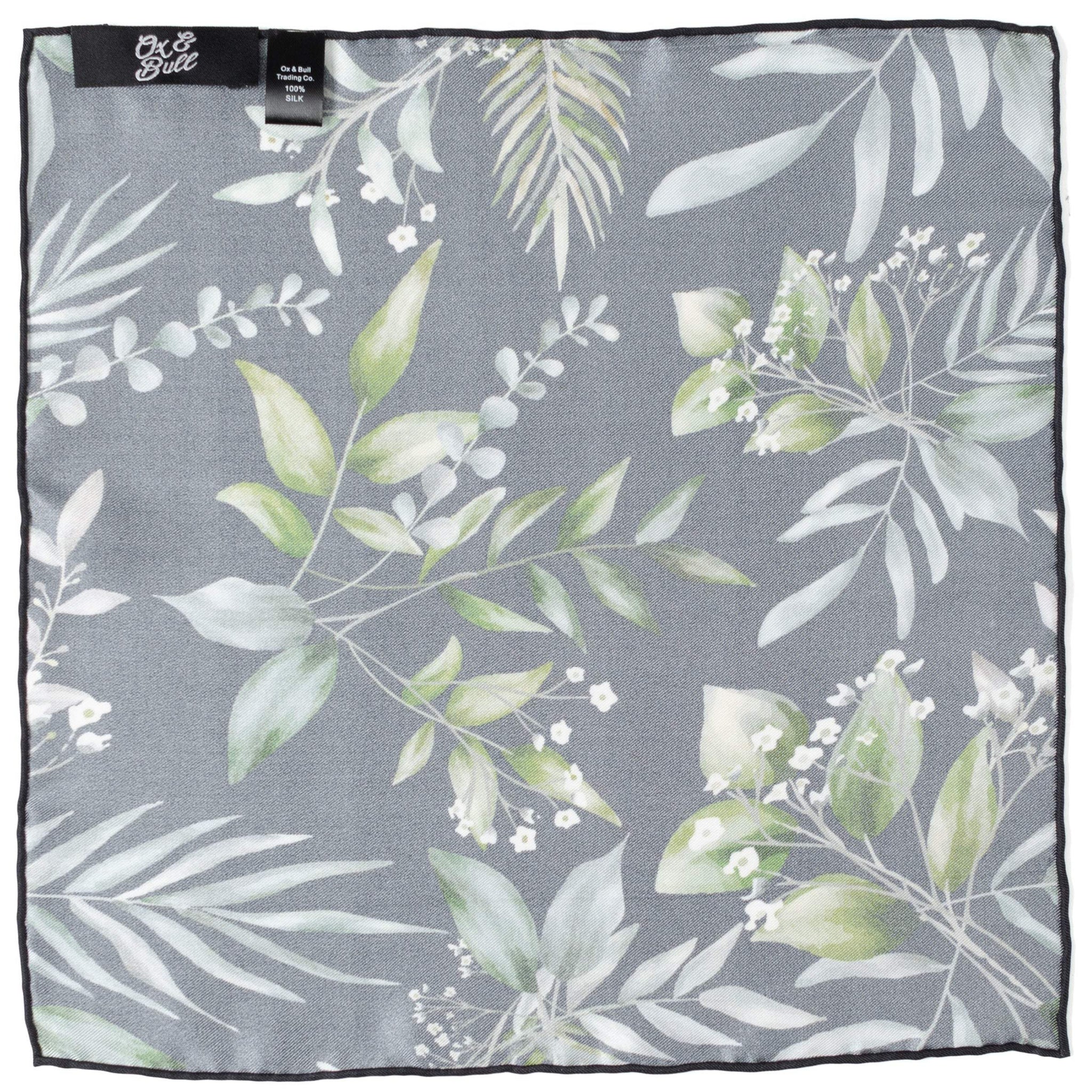 Leaf Watercolor Black Pocket Square - Cufflinks.com - Flyclothing LLC