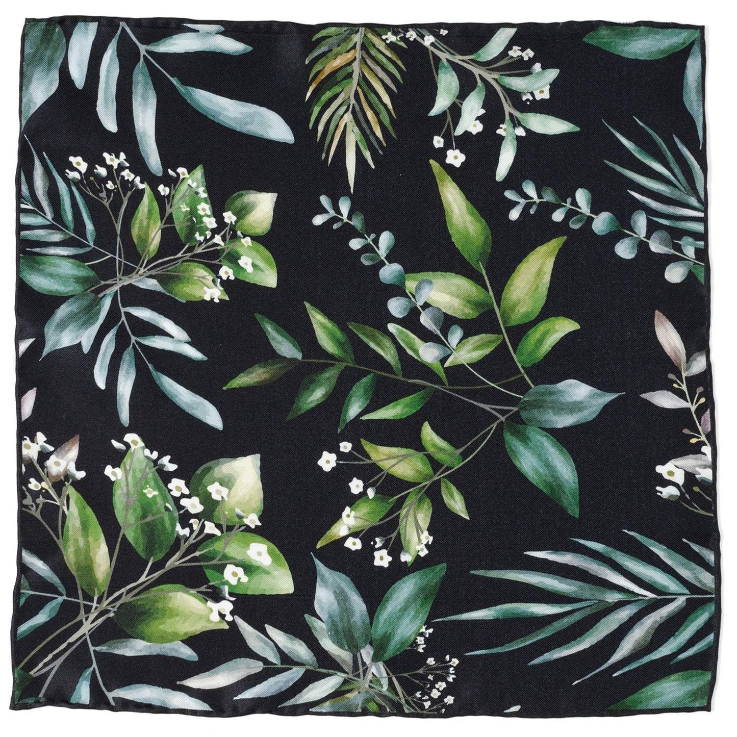 Leaf Watercolor Black Pocket Square - Cufflinks.com - Flyclothing LLC