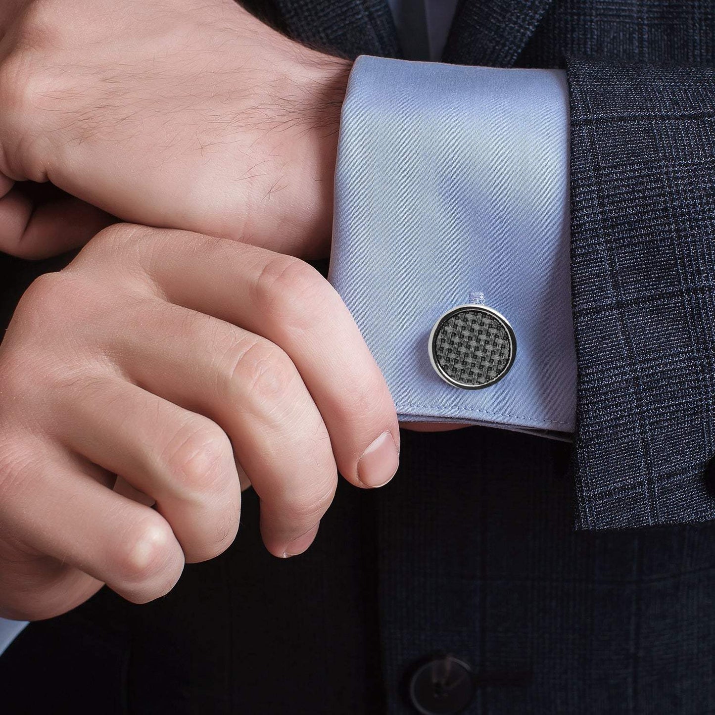 Woven Metal Black Cufflinks - Cufflinks.com - Flyclothing LLC