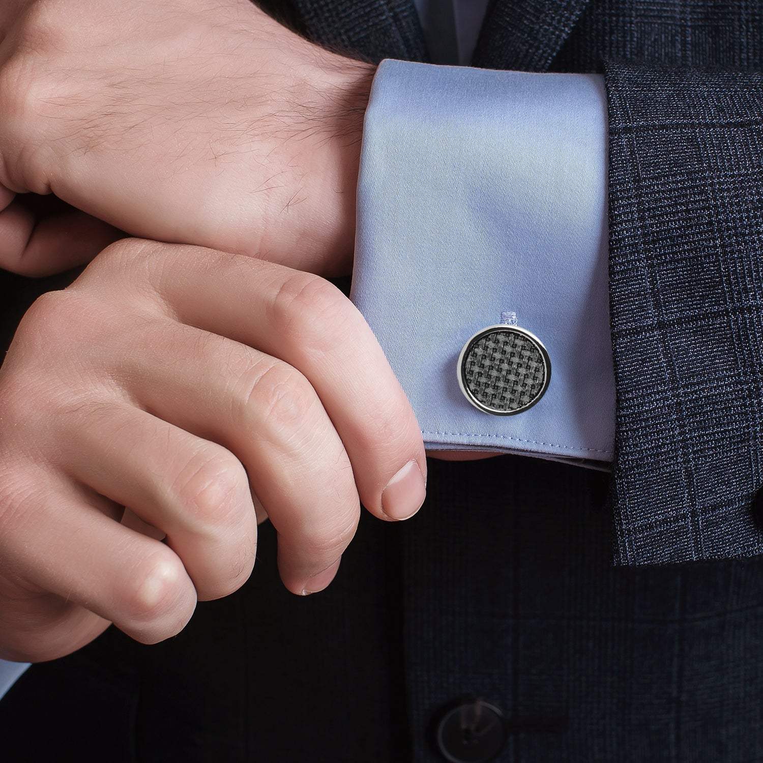 Woven Metal Black Cufflinks - Cufflinks.com - Flyclothing LLC