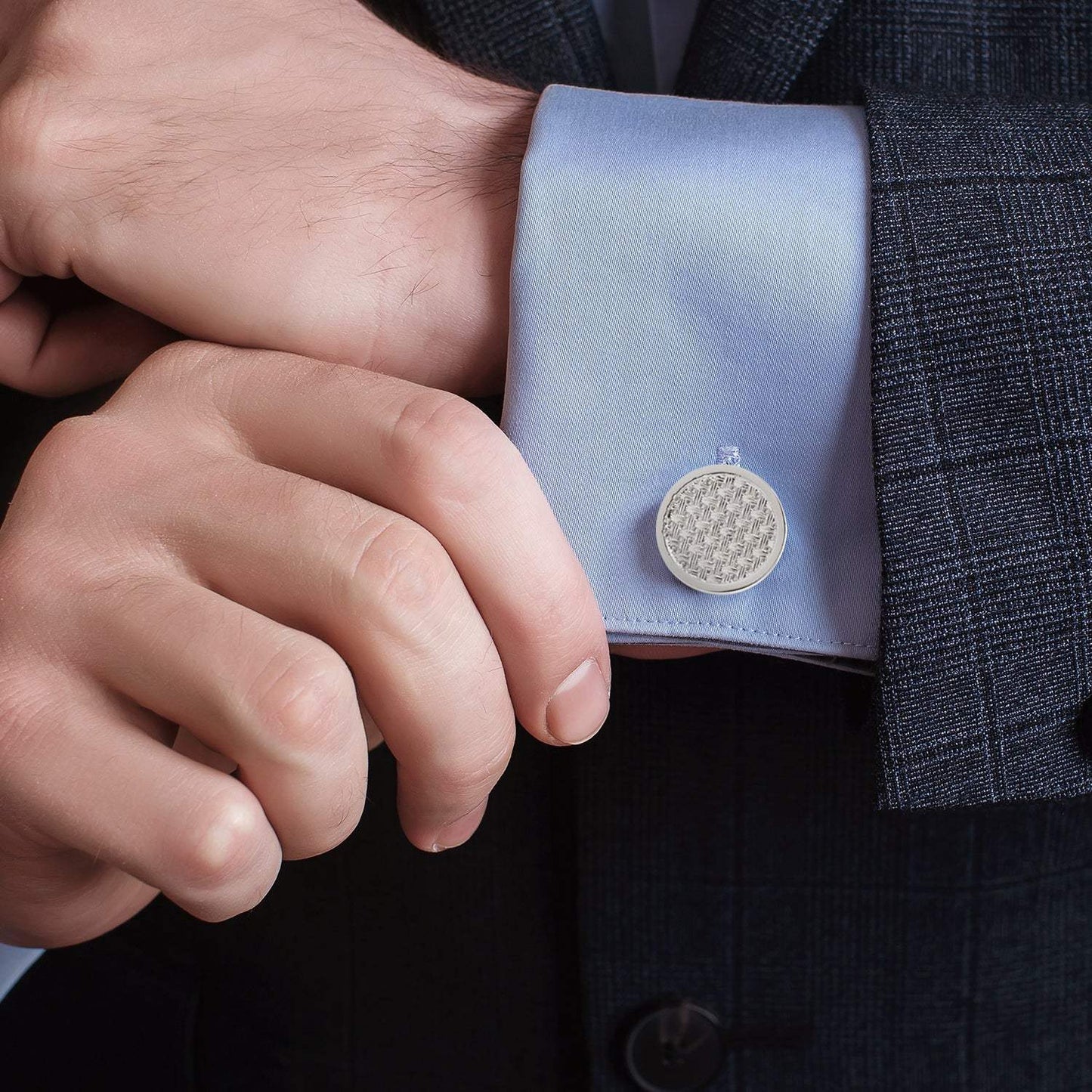 Woven Metal Silver Cufflinks - Cufflinks.com - Flyclothing LLC