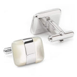 Silver Wrapped White Mother of Pearl Cufflinks - Cufflinks.com - Flyclothing LLC