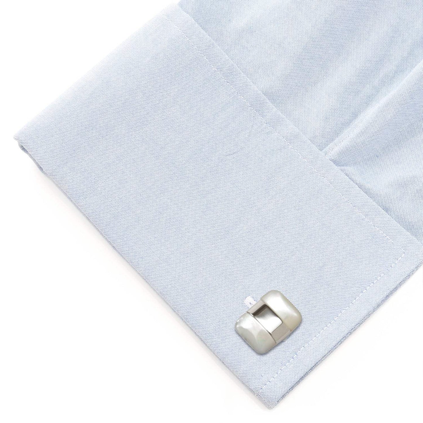 Silver Wrapped White Mother of Pearl Cufflinks - Cufflinks.com - Flyclothing LLC