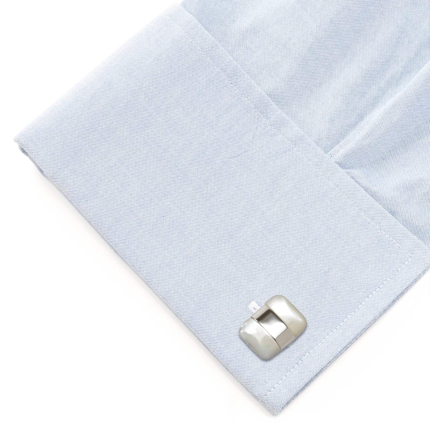 Silver Wrapped White Mother of Pearl Cufflinks - Cufflinks.com - Flyclothing LLC