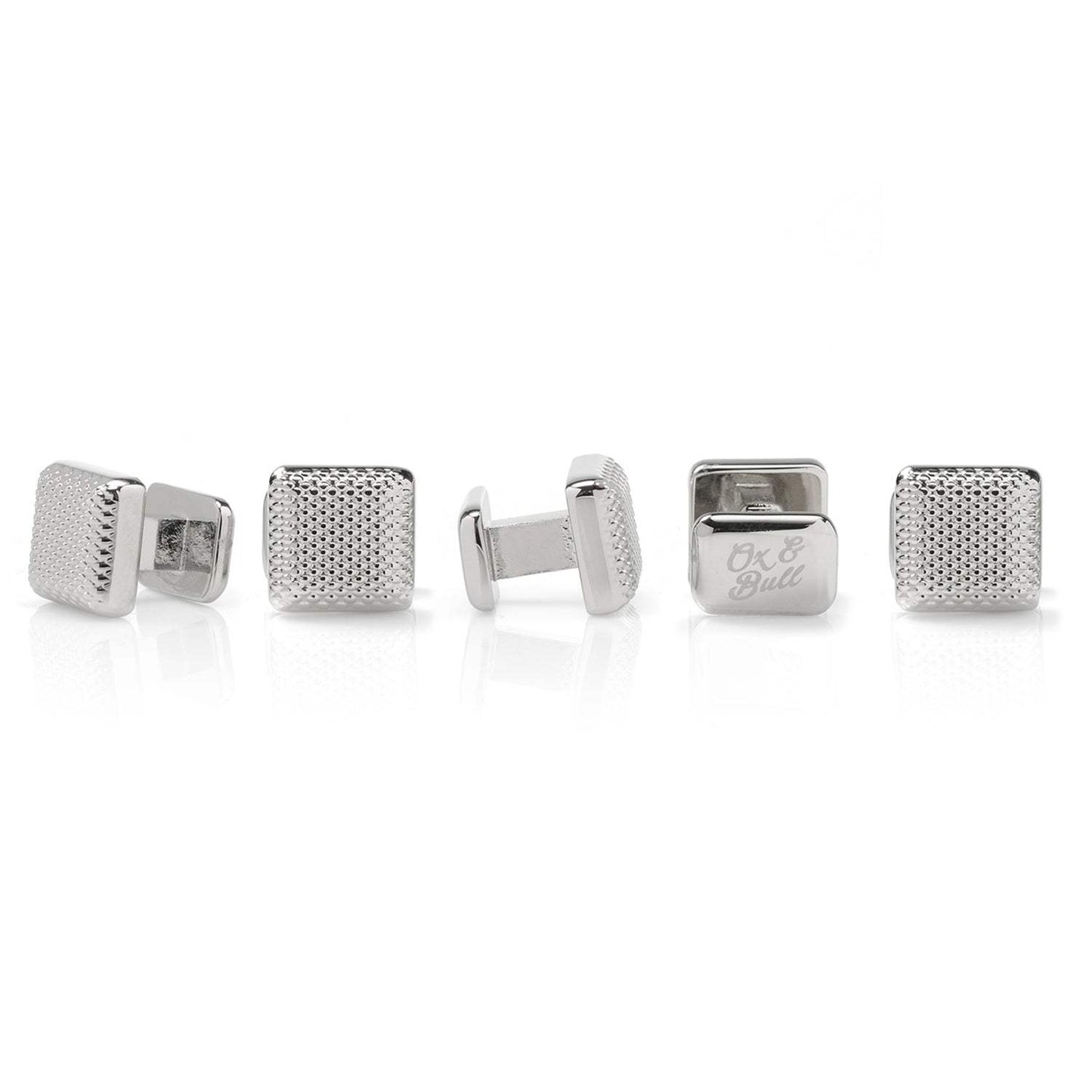 Silver Textured Square Studs - Cufflinks.com - Flyclothing LLC