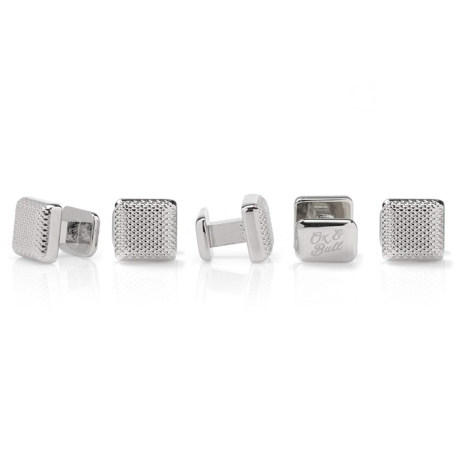 Silver Textured Square Studs - Cufflinks.com - Flyclothing LLC