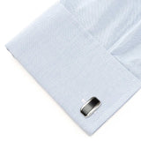 Silver Rectangular Cufflink with Dark Gray Cats Eye - Cufflinks.com - Flyclothing LLC