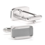 Silver Rectangular Cufflink with Gray Cats Eye - Cufflinks.com - Flyclothing LLC