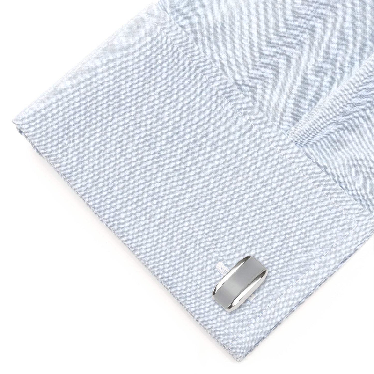 Silver Rectangular Cufflink with Gray Cats Eye - Cufflinks.com - Flyclothing LLC