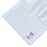 Silver Rectangular Cufflink with Gray Cats Eye - Cufflinks.com - Flyclothing LLC
