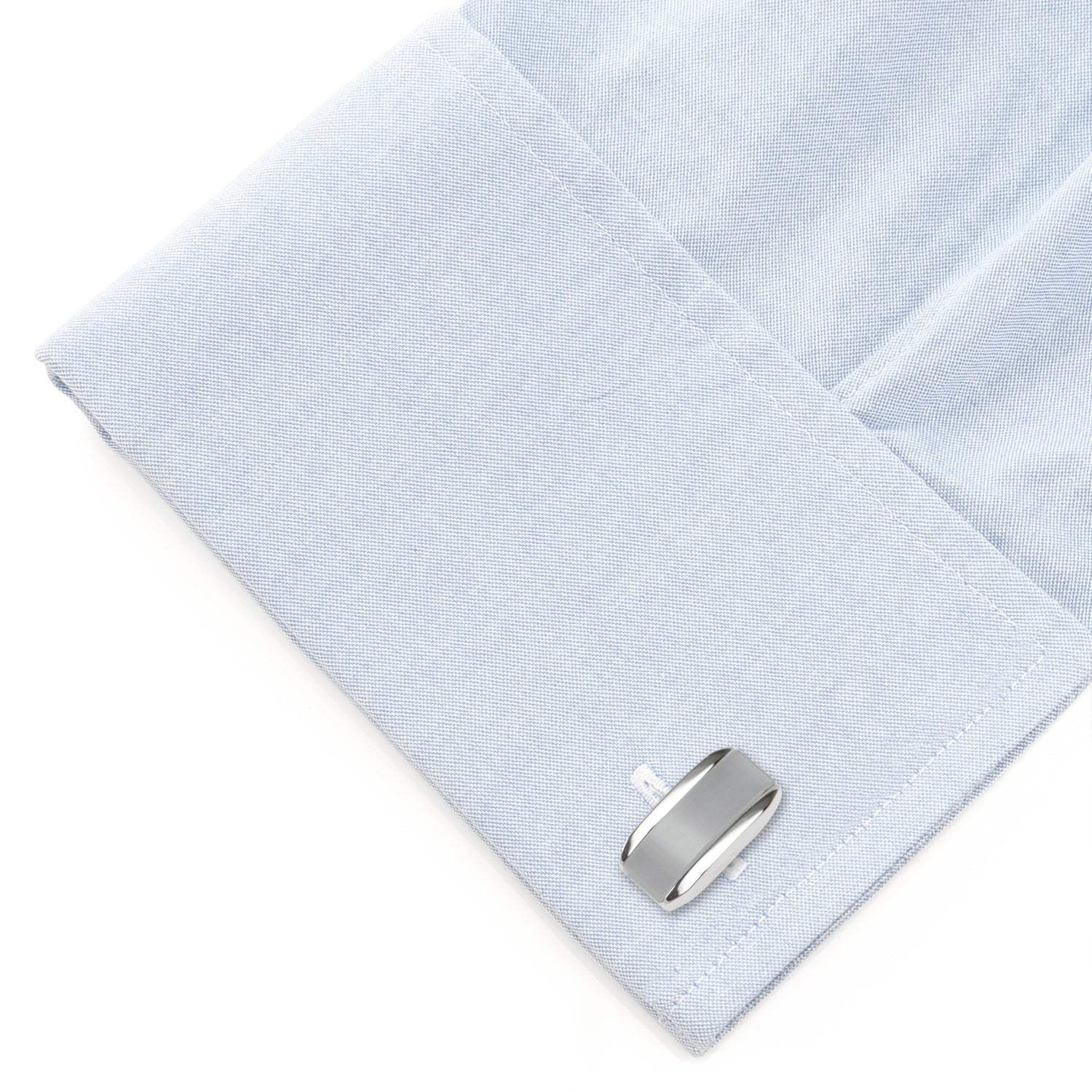 Silver Rectangular Cufflink with Gray Cats Eye - Cufflinks.com - Flyclothing LLC