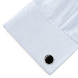 Round Silver Cufflink with Onyx Inlay - Cufflinks.com - Flyclothing LLC