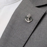 Anchor Sterling Silver 3D Lapel Pin - Cufflinks.com - Flyclothing LLC