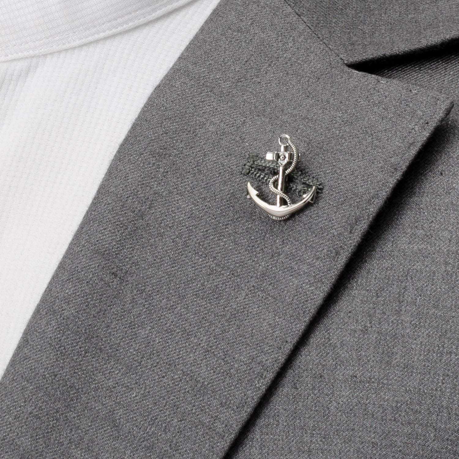 Anchor Sterling Silver 3D Lapel Pin - Cufflinks.com - Flyclothing LLC