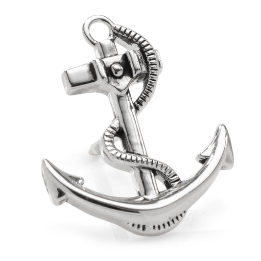 Anchor Sterling Silver 3D Lapel Pin