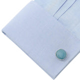 Sterling Silver Classic Formal Aquamarine Jade Cufflinks - Cufflinks.com - Flyclothing LLC