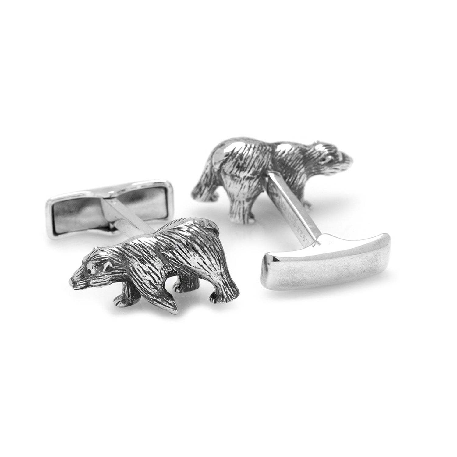 Sterling Silver Bear Cufflinks - Cufflinks.com - Flyclothing LLC