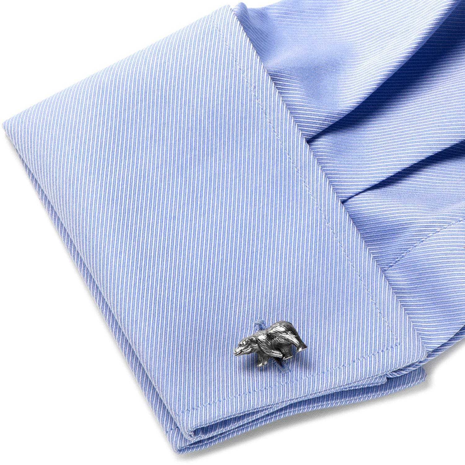 Sterling Silver Bear Cufflinks - Cufflinks.com - Flyclothing LLC