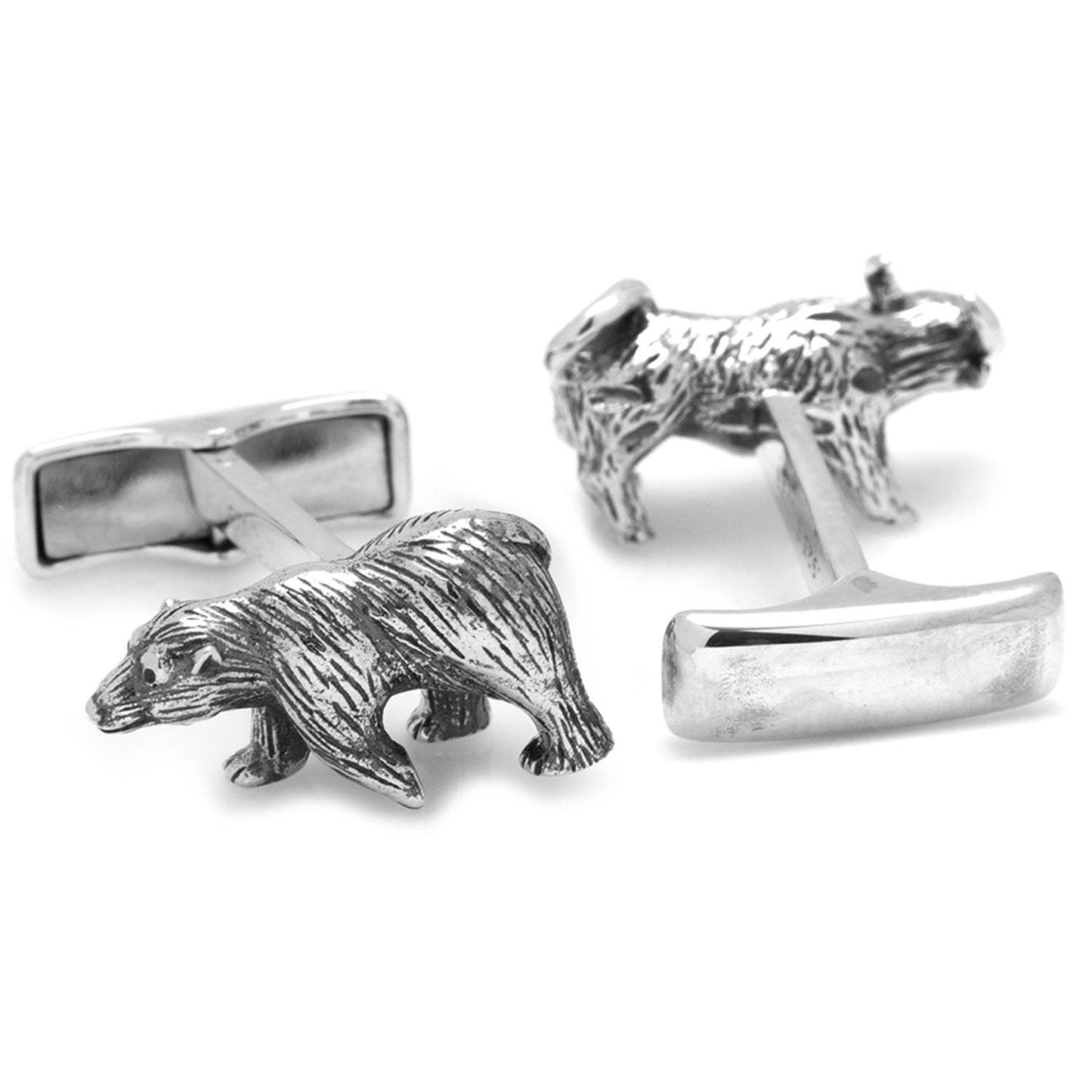 Sterling Silver Bull and Bear Cufflinks - Cufflinks.com - Flyclothing LLC