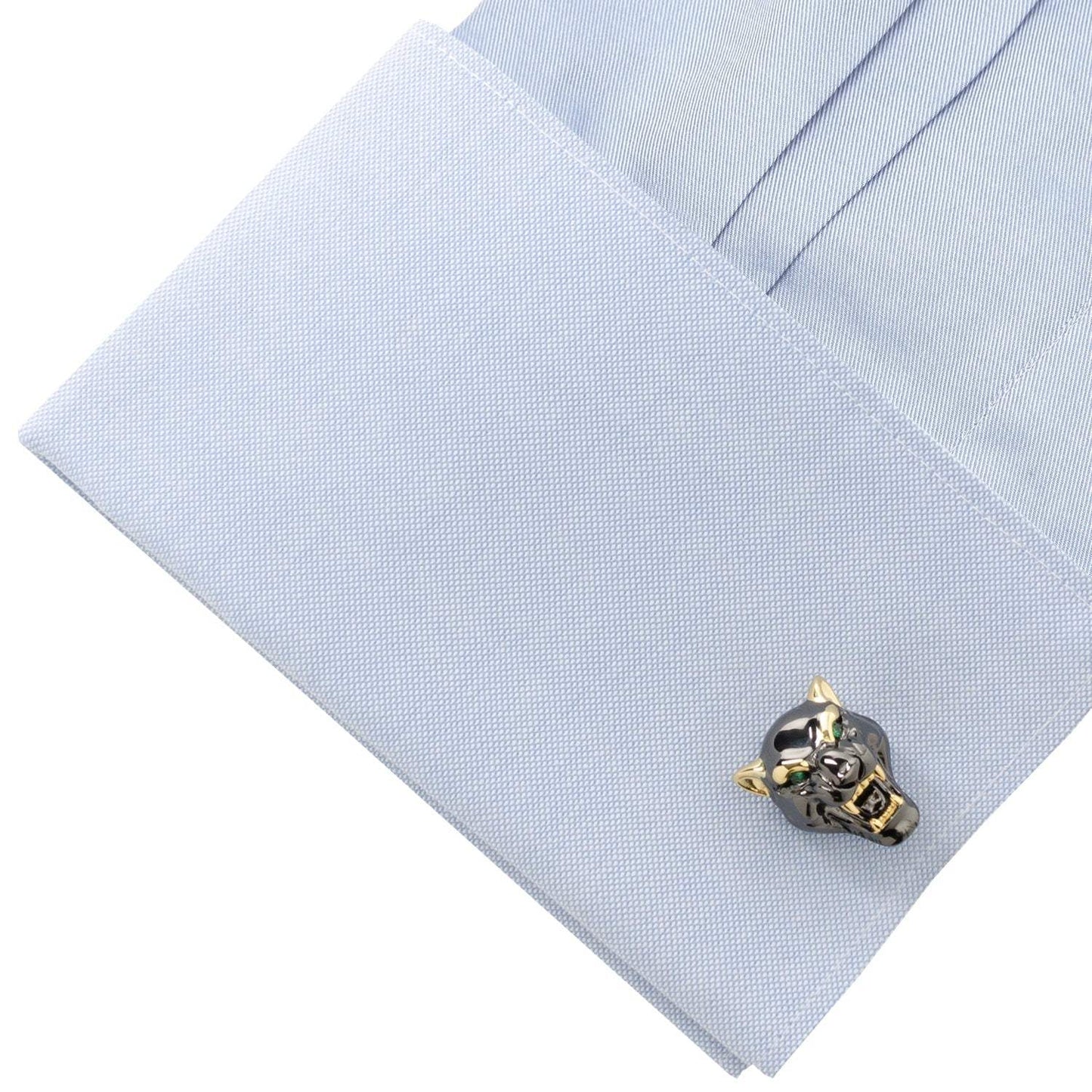 Sterling Silver Black and 14K Gold Vermeil Panther Cufflinks - Cufflinks.com - Flyclothing LLC