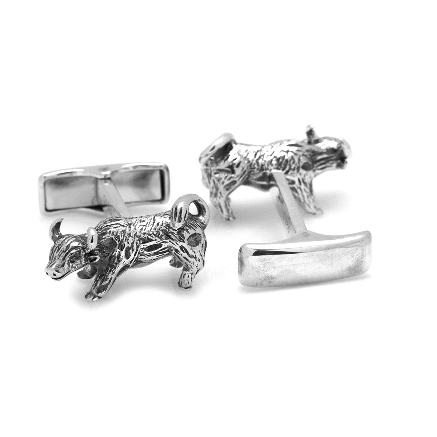 Sterling Silver Bull Cufflinks - Cufflinks.com - Flyclothing LLC