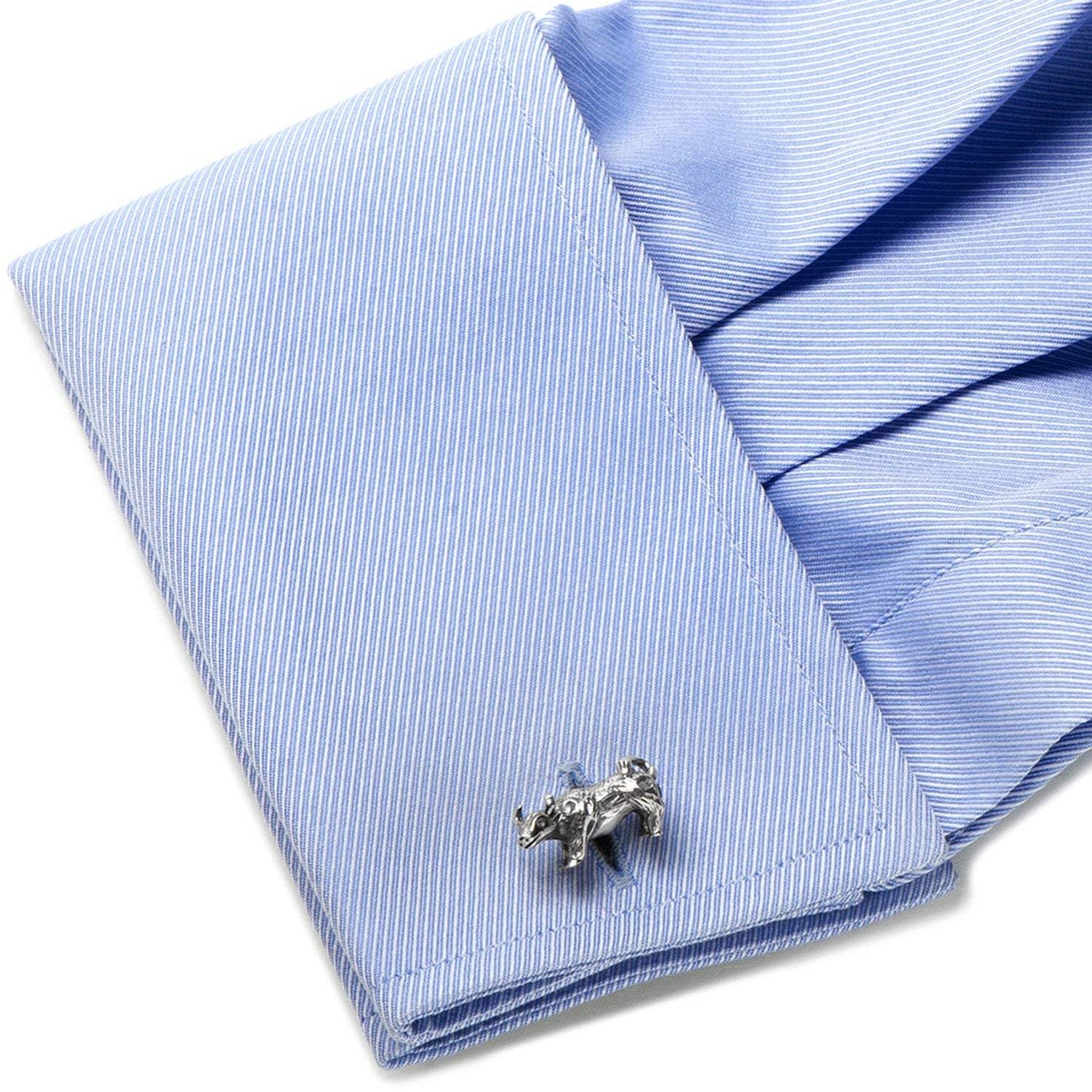Sterling Silver Bull Cufflinks - Cufflinks.com - Flyclothing LLC