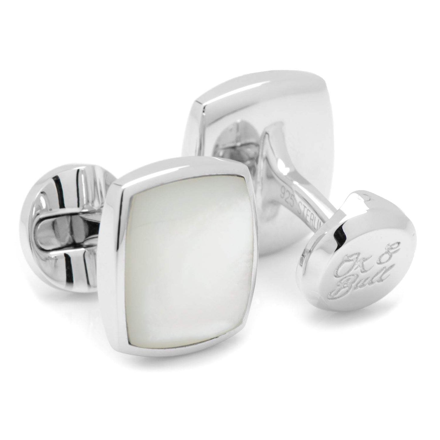 Sterling Silver Classic Cushion Mother of Pearl Cufflinks - Cufflinks.com - Flyclothing LLC