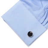 Sterling Silver Classic Round Blue Goldstone Cufflinks - Cufflinks.com - Flyclothing LLC